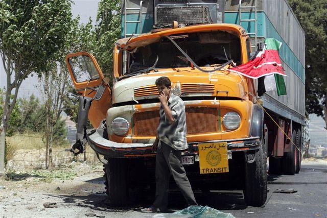 truck with UAE aid hit afp